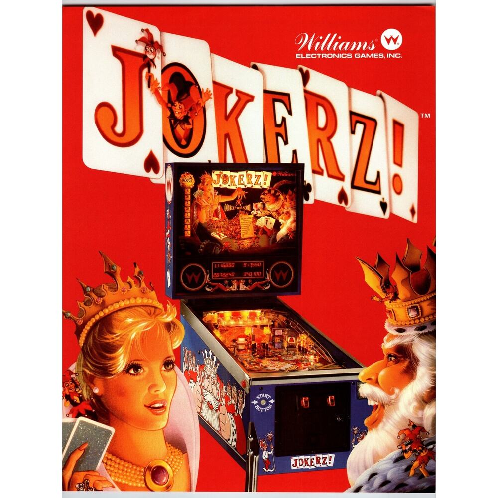 Jokerz Pinball Machine FLYER Original 1988 Vintage Coin-Op Amusement Game Art